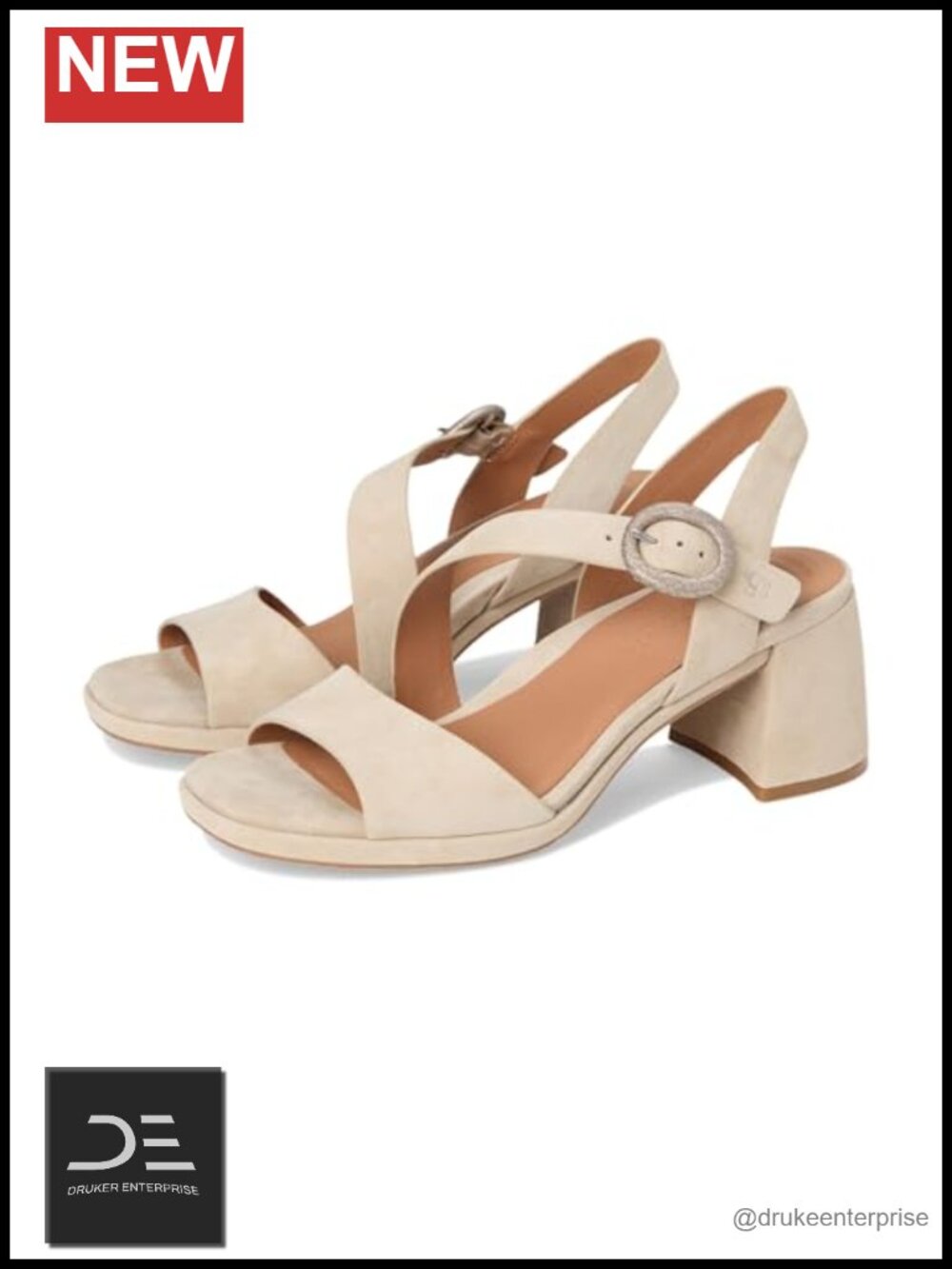 Women's Leather Platform Sandals with Buckle Slingback Block Heel Comfort